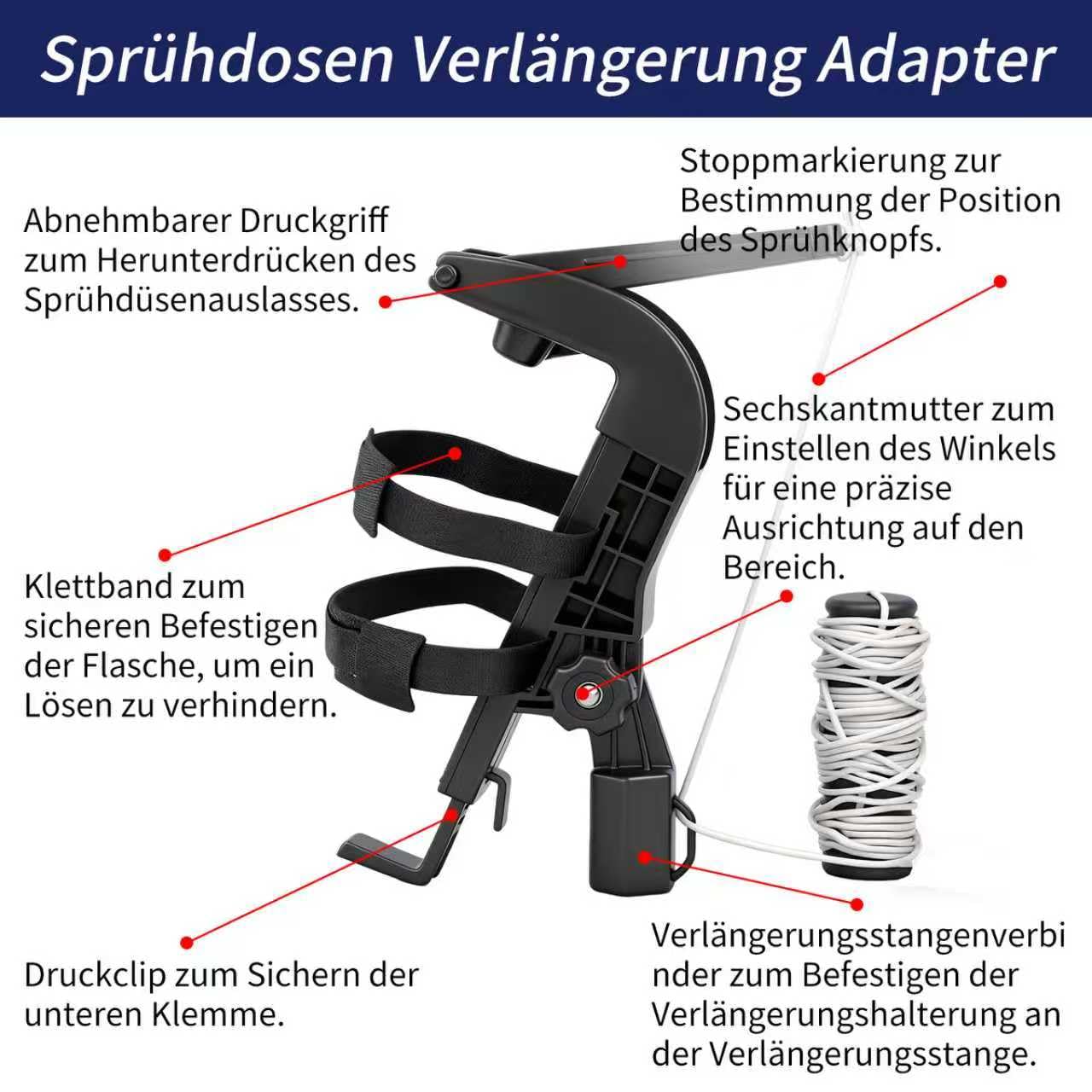 Sprühdosen Verlängerung Adapter, Wespenspray mit langem sprührohr, Kommt mit 2.8m sprühdosenhalter verlängerungsstangen, spraydosen verlängerungsadapter, für Wespenschaum, Wespen Power Spray
