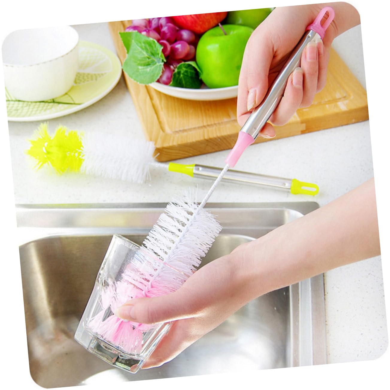 Ciieeo 2 Set Spazzole Per Bottiglie Colorate Con Lungo Flessibile Inossidabile Per Lavaggio Biberon Tazze E Bottiglie Pulizia E Duratura Colore Casuale 3 Pezzi*2