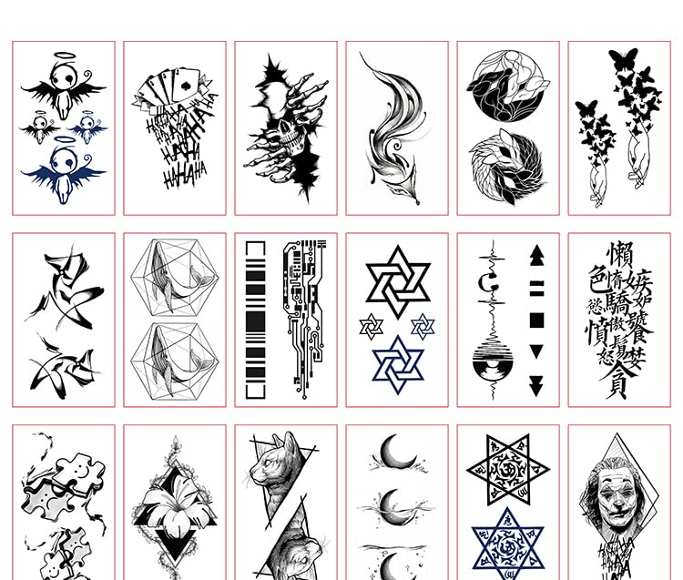 Miniatura 4 de 30 patrones diferentes, calcomanías de tatuaje oscuro, impermeables, duraderas, simulación de tatuaje, unisex, calcomanías temporales (Q)
