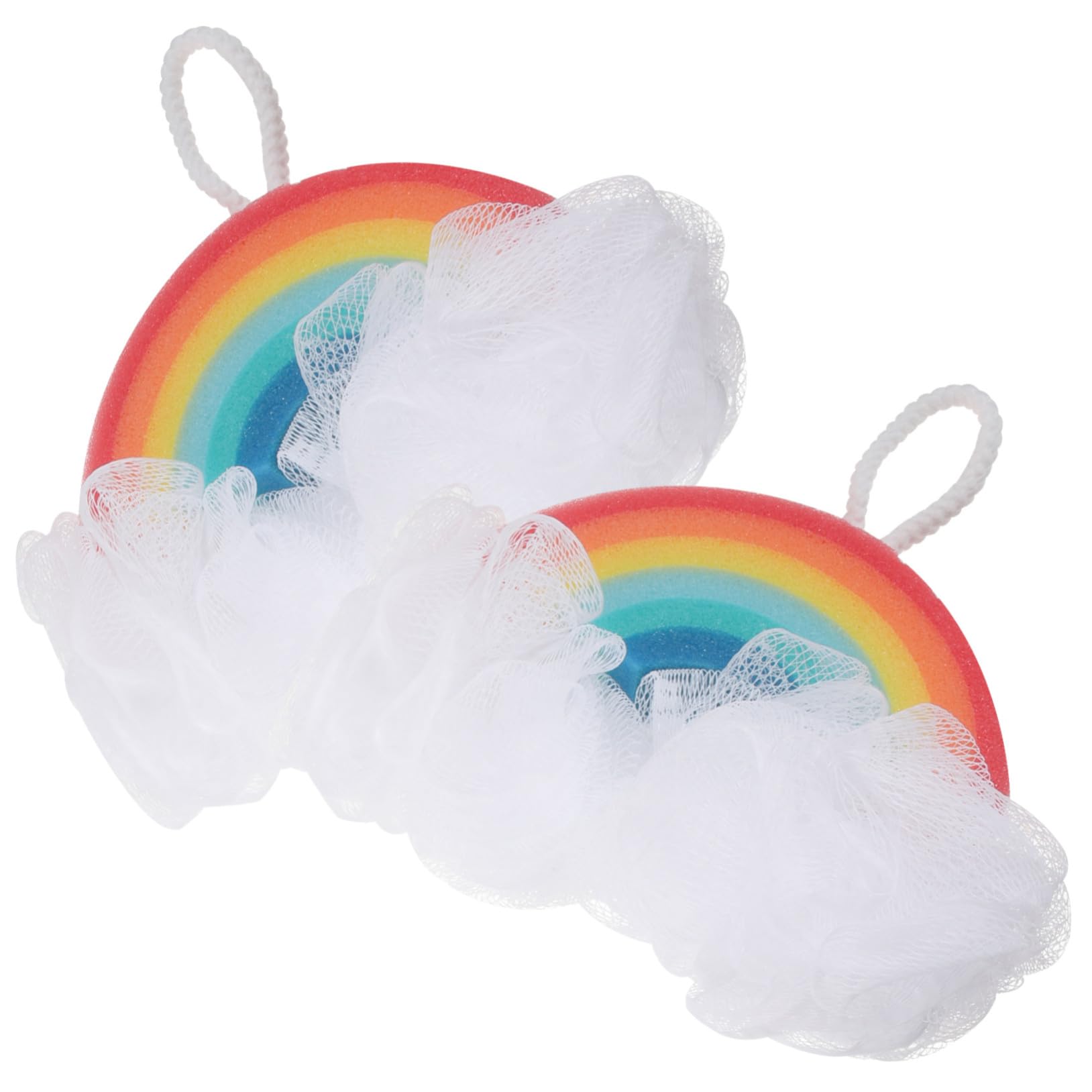 Alipis Spugna Esfoliante per Doccia Bambini 2 Pezzi a Forma di Arcobaleno potere Scrub e Bolle Ricche, Spugna Morbida per Bagno dei Piccoli