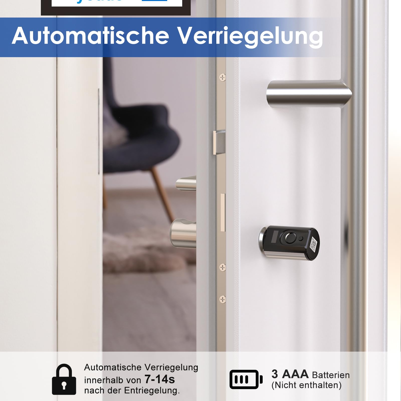 WELOCK Touch63 Türschloss Fingerabdruck,mit RFID Karte,APP,WiFi | Fingerabdruck Schloss haustür IP65,Elektronisches Türschloss Schließzylinder für Türen von 50-100mm,Smart Türschloss
