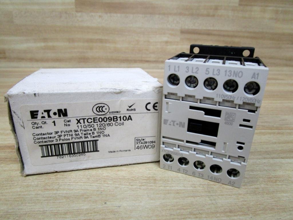 EATON CUTLER HAMMER - XTCE009B10A - CONTACTOR, SPST-NO, 120VAC, 9A, DIN RAIL