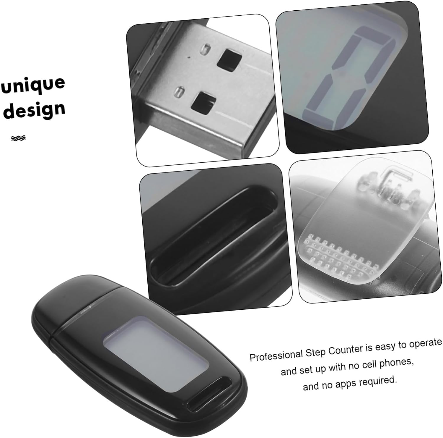 Gatuida 1set Portable Pedometer Backlight Multifunctional Step Counter for Walking and Running USB Rechargeable Accurate Fitness Monitor for All Ages Lightweight Design