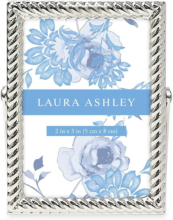 Laura Ashley 2x3 Silver Rope Metal Picture Frame (Vertical) Pull-Out Easel