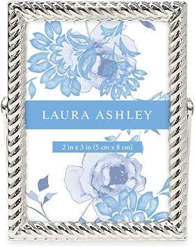 Laura Ashley 2x3 Silver Rope Metal Picture Frame (Vertical) Pull-Out Easel