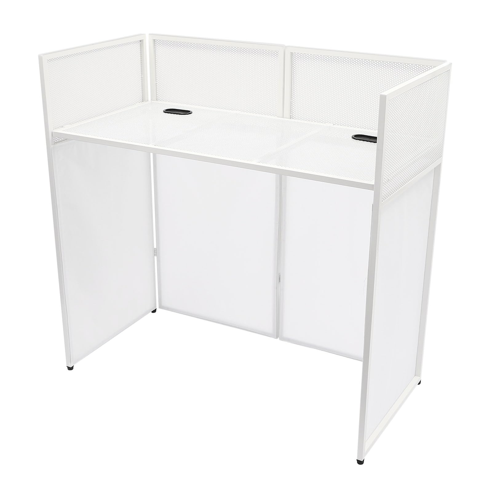 DYNAMI Portable DJ Facade Booth with Carrying Bag,Foldable DJ Table Station with White & Black Scrim, Aluminum Alloy Frame Folding DJ Booth DJ Event Facade Standing DJ Table (48