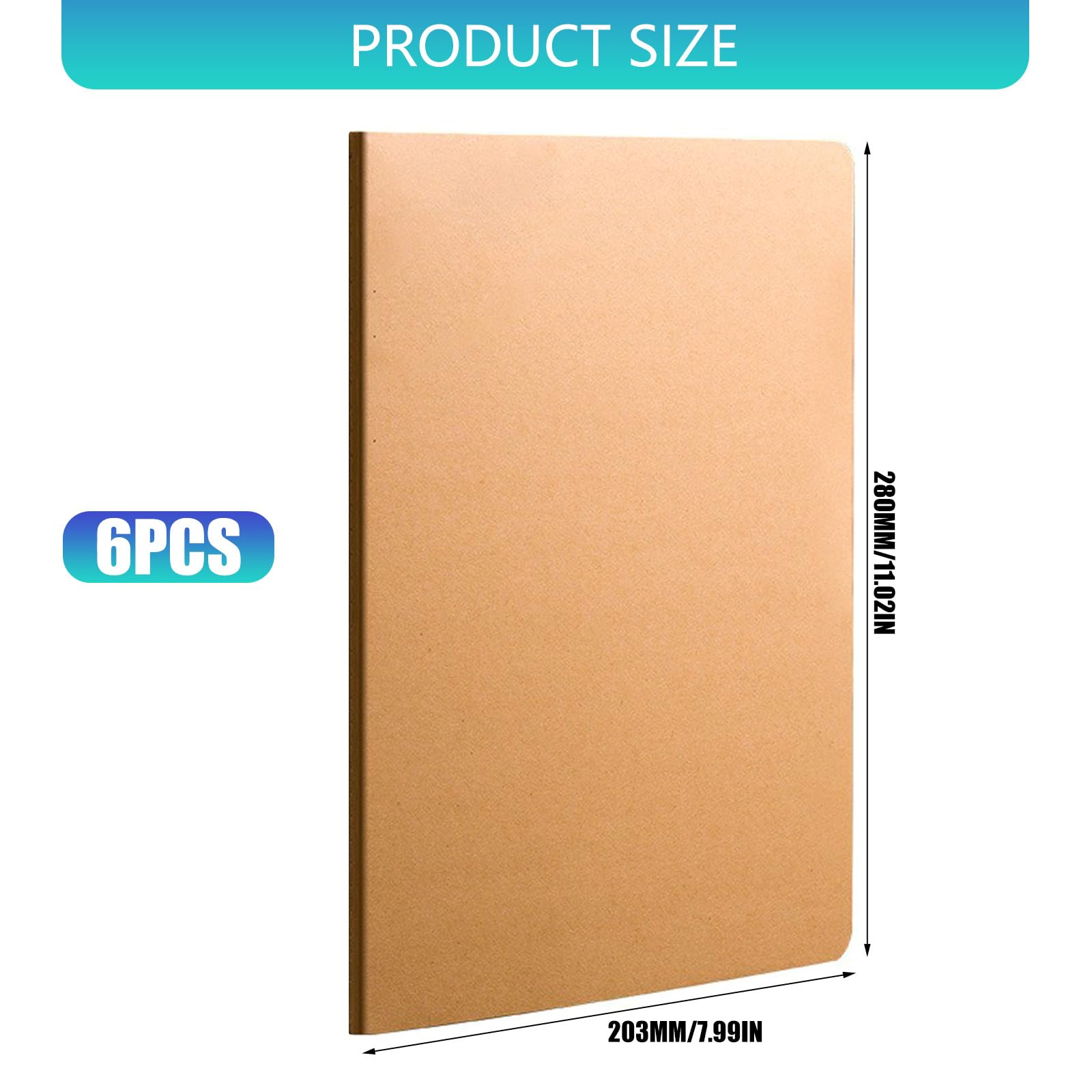 Generisch 6 cuadernos de papel para estudiantes, formato B5, con 36 páginas cada uno, diseño con líneas horizontales para el aprendizaje y el uso escolar, cuaderno rayado