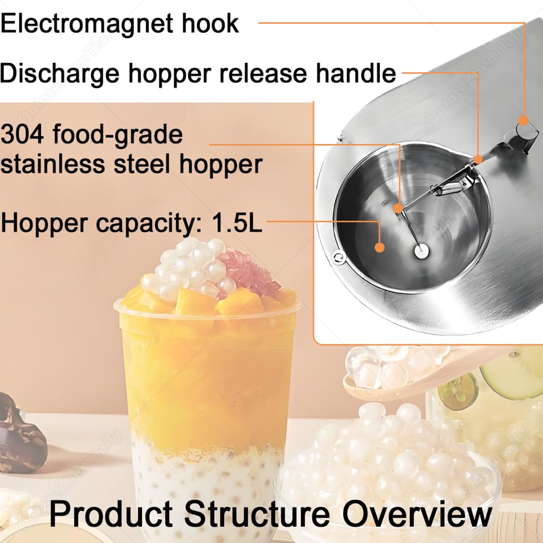 Automatische Tapiokaperlen Milchtee Maschine,Gewerbliche Spreizboba | Popping-Boba-Werkzeug-Maschine,18w,Einstellung Geschwindigkeit & Größe,Formwerkzeug für Bubble-Tea-Läden & Restaurants