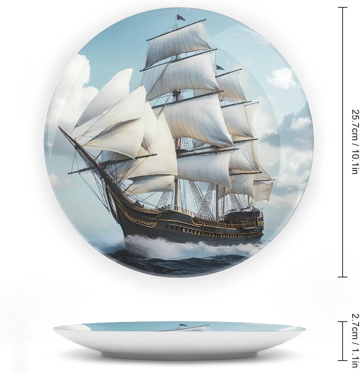 an Old Sailing Ship Bone China Decorative Porcelain Plates Dinnerware Ornaments