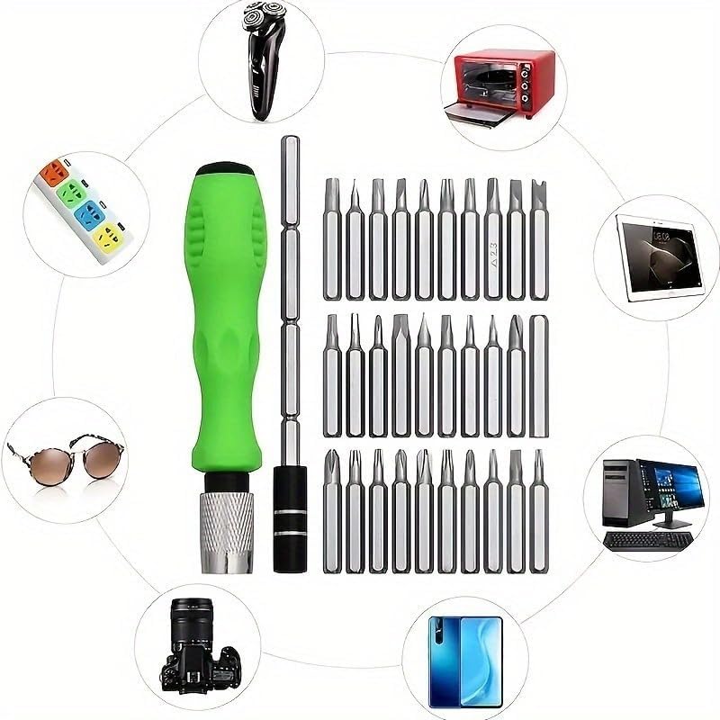 32-in-1 Precision Screwdriver Set, Portable Mini Magnetic Phillips Head Screwdriver Disassembly Tool (GREEN)