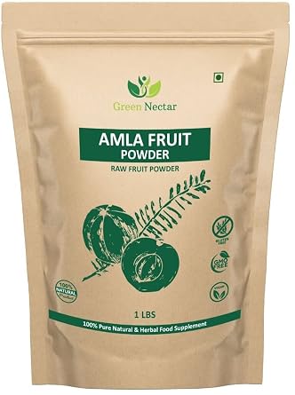 Amla Powder 1 lb16 Ounces Processed from Organically Grown Non-GMO Wild Amla Berries | Non-Irradiated | Raw Gluten-Free | No-Preservatives - Green Nectar