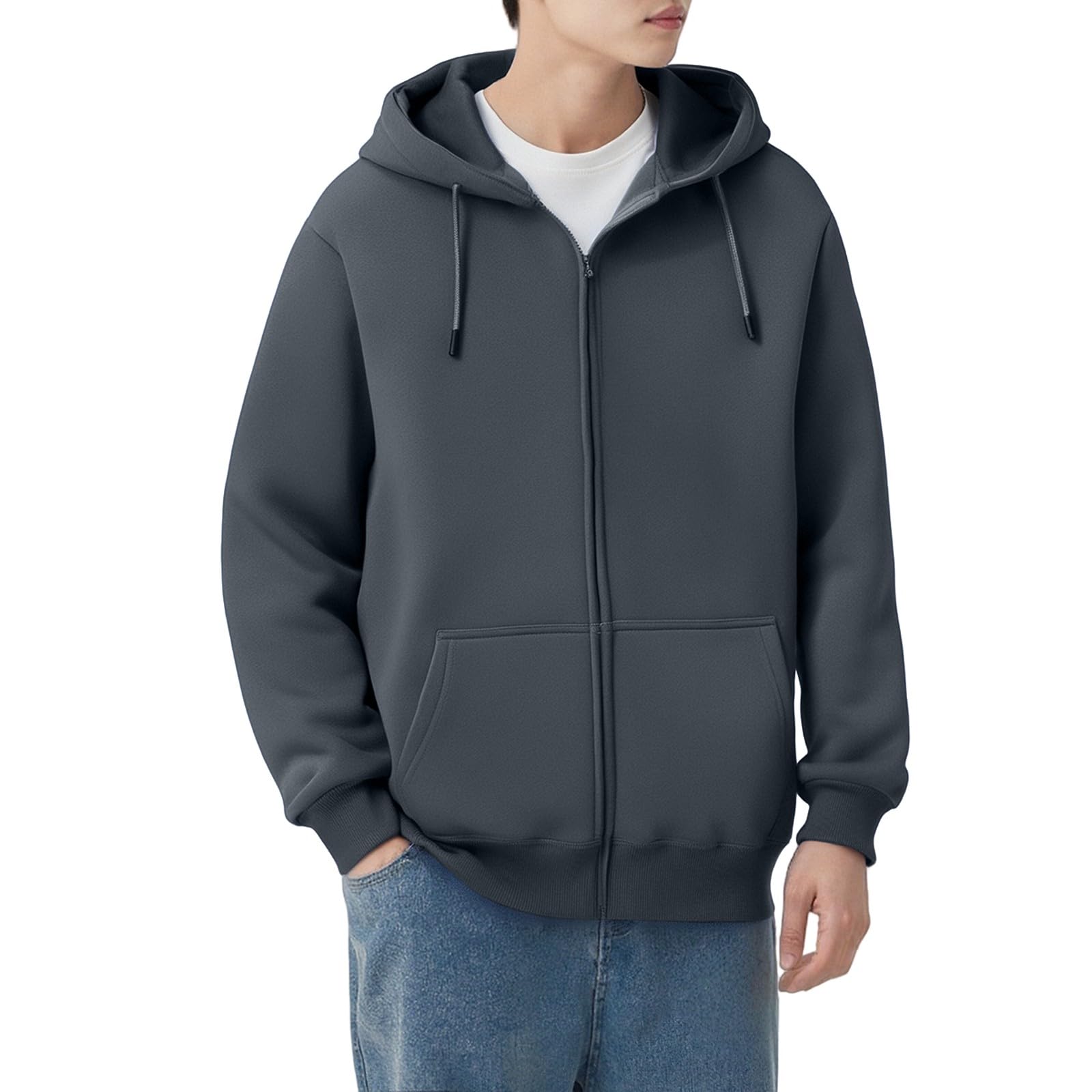Sudadera con capucha y cremallera para hombre con forro polar