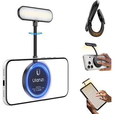 ULANZI M10 Magnetic Selfie Light - Gooseneck LED Phone Fill Light Portable Video Conference Lighting, 5 Brightness Levels & Modes, Flexible Arm LED Lights for iPhone/Android/iPad/Laptop/Photo/Reading