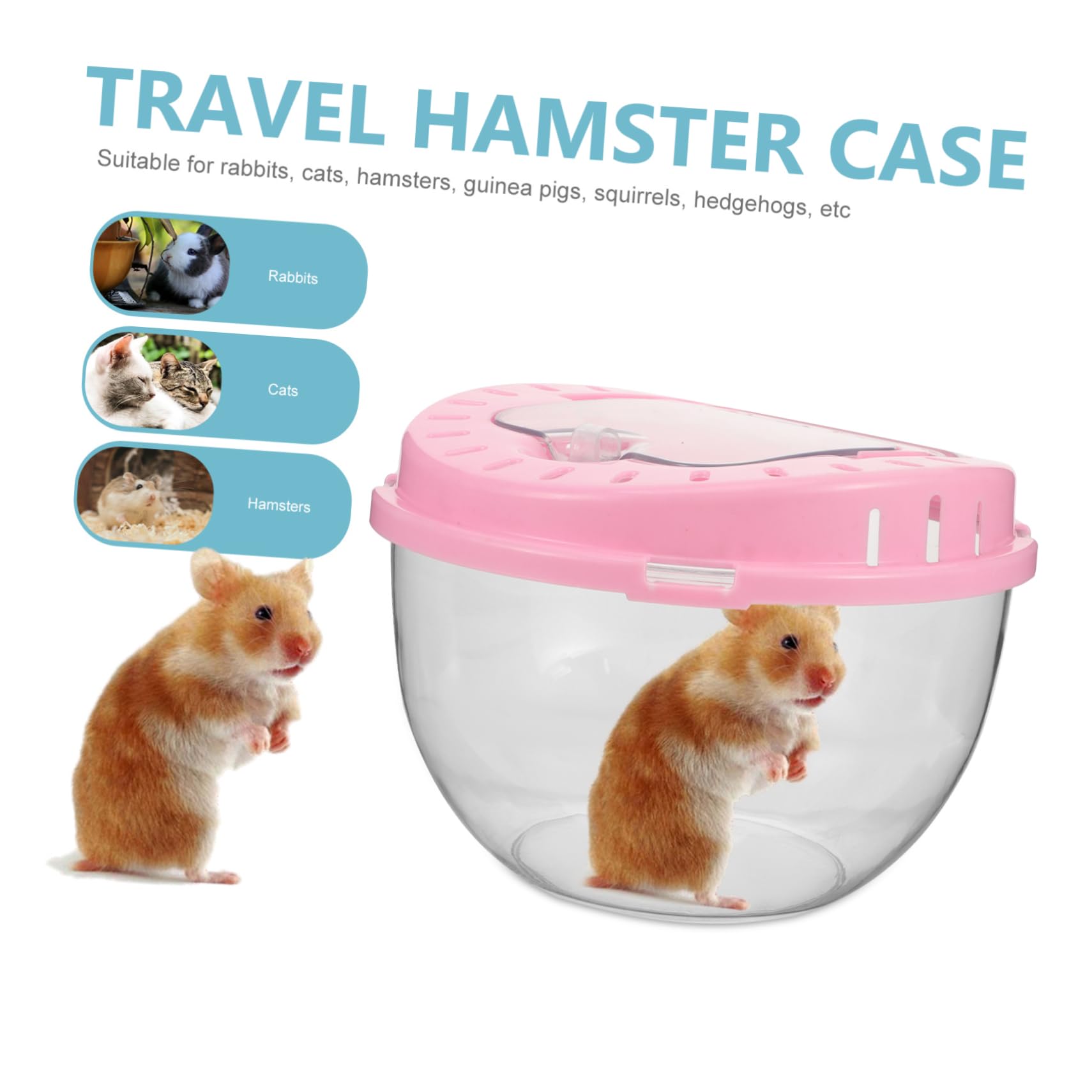 HANABASS Kleiner Transparenter Hamsterkäfig aus Kunststoff mit Belüftung Tragbare Haustier Transportbox für Hamster Meerschweinchen Kleintiere Outdoor Reisebox