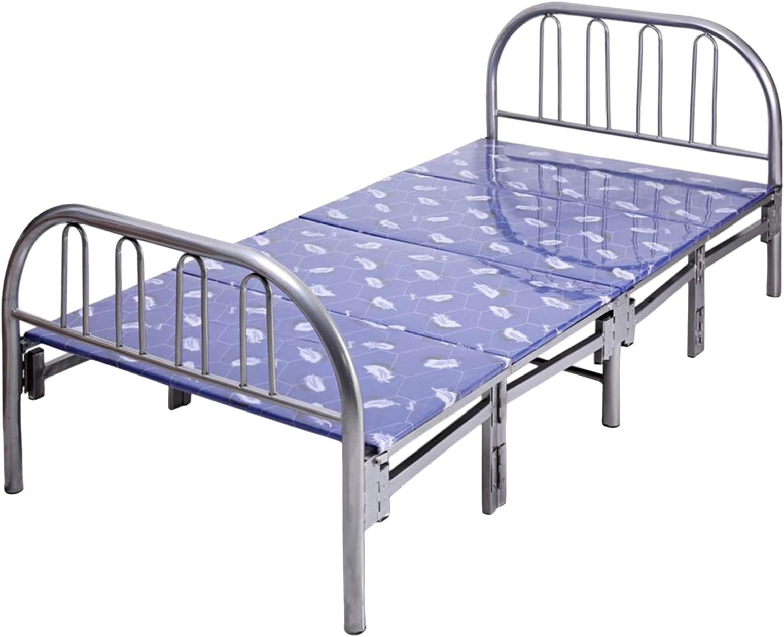 MOMENT Folding Bed [190x 90cm] Folding Single Bed Heavy Duty Steel Metal Platform Bunker Bed Frame with Tool Free Setup,Blue