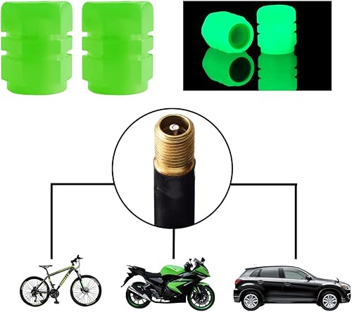 Miniatura 30 de Tapones fluorescentes para válvulas de neumáticos de automóvil, 12 unidades, cubierta de válvula de rueda iluminada con luz automática, resistente a