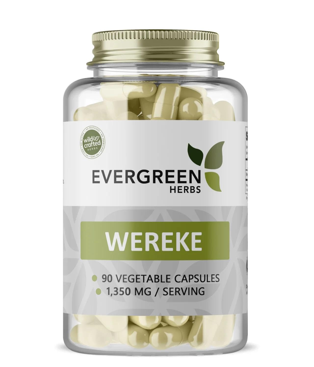Evergreen Herbs Wereque (Wereke)- Ibervillea Sonorae, Huereque, Guareque, Wareki, Wereque and Choyalhuani - Tamper Proof Seal to Ensure Freshness (90 Capsules - 450 mg)