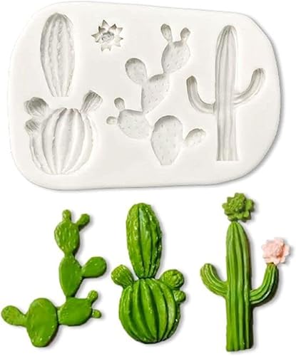 Moldes de silicona para plantas de cactus de 5 cavidades para hacer dulces de fondant, moldes de chocolate, postres, cubitos de hielo, goma,