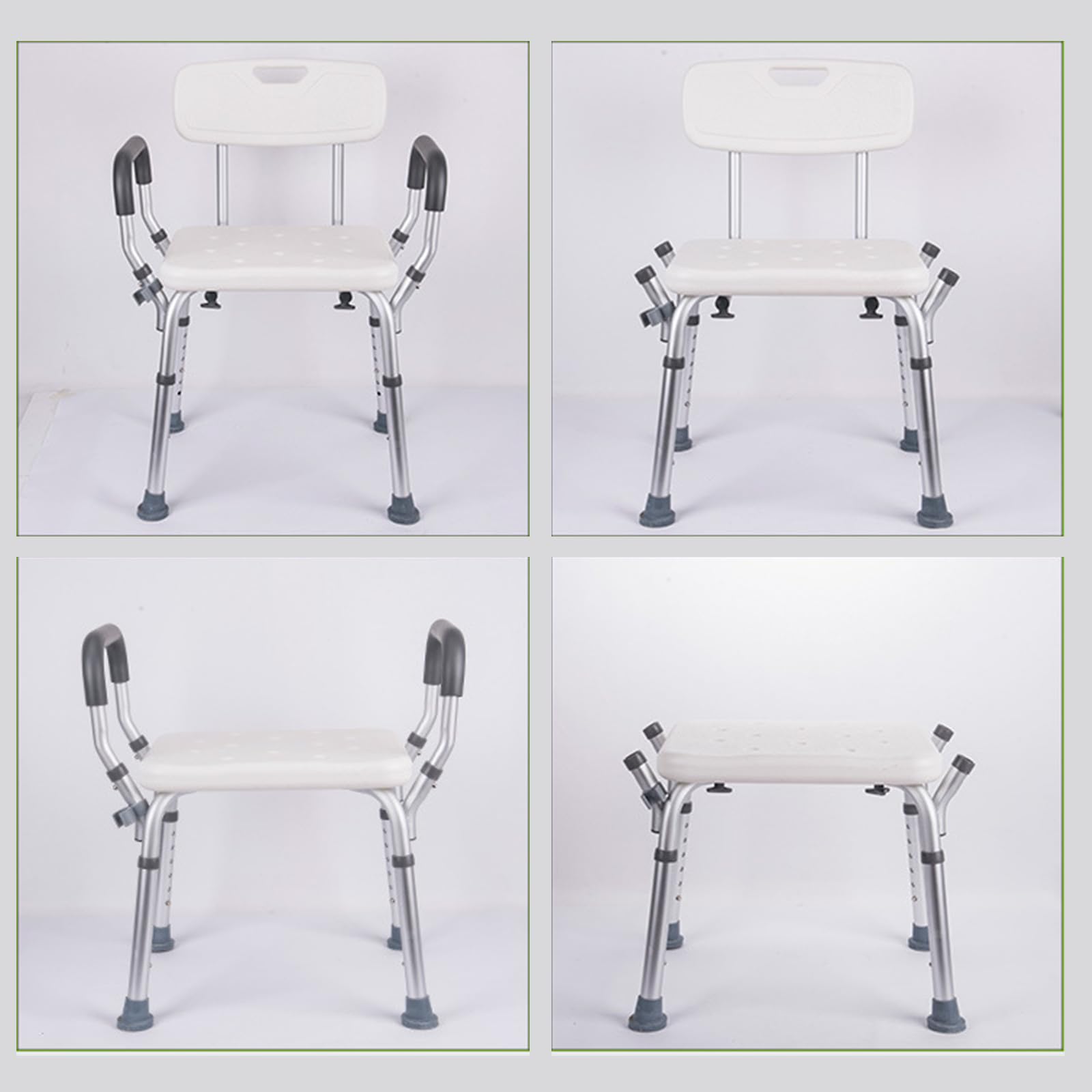 Silla Baño Ancianos Ducha,Silla Ducha con Agujero,Silla Baño Ancianos Ducha Montaje sin Herramientas,Regulable En Altura38-51cm,Blanco