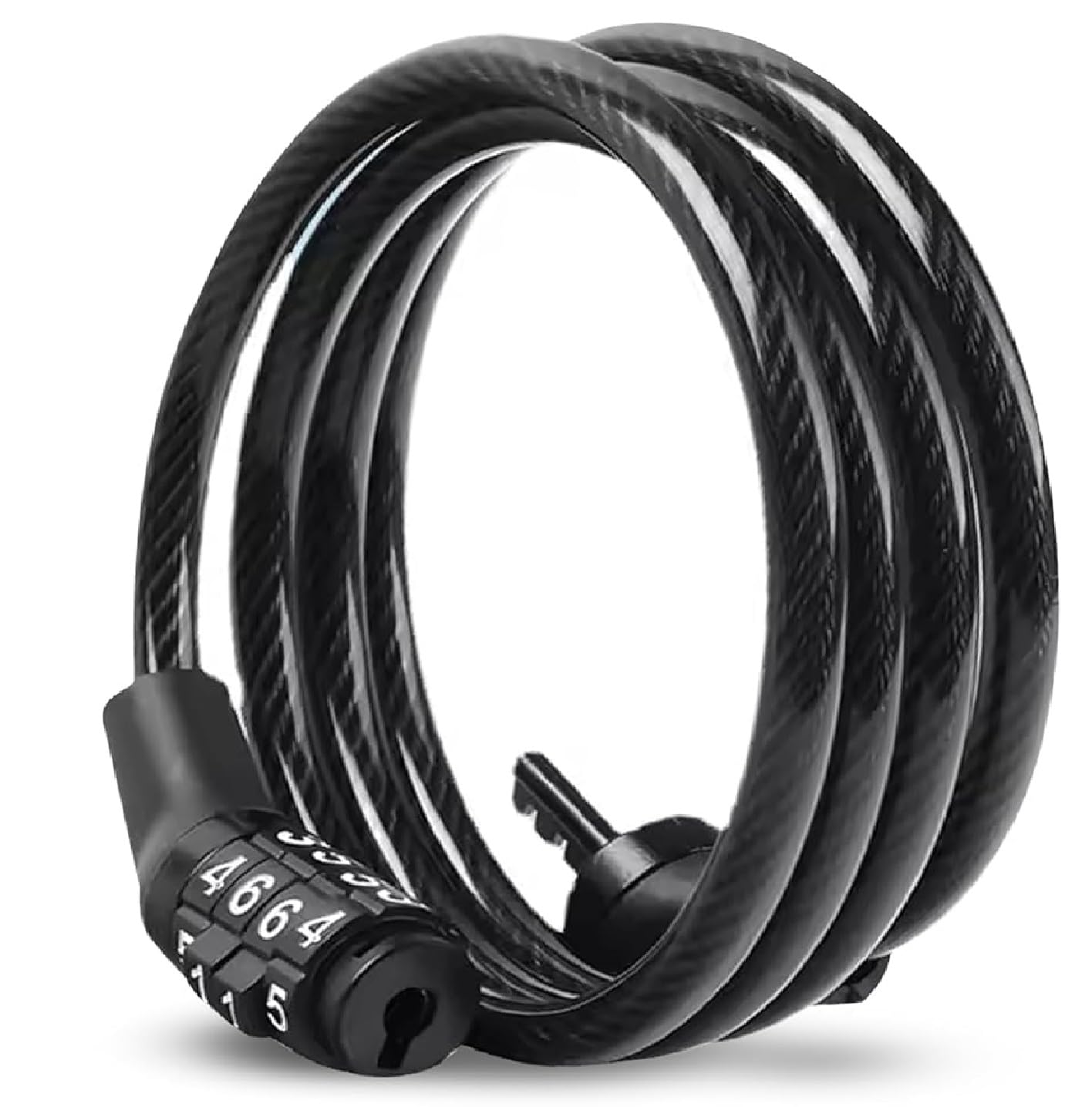 Keyless Helmet Lock for Bike, 4 Digit Combination Cable Lock, 8mm Thick, Heavy Duty Stainless Steel, Multi-Purpose Bicycle Number Lock Without Key-picture-34