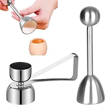 2 Egg Toppers Stainless Steel Egg Cutter for Soft Hard Boiled Eggs Cracker Egg Shell Separator Remover Stainless Steel Double-Sided Egg Lid Opener Cracker Silver