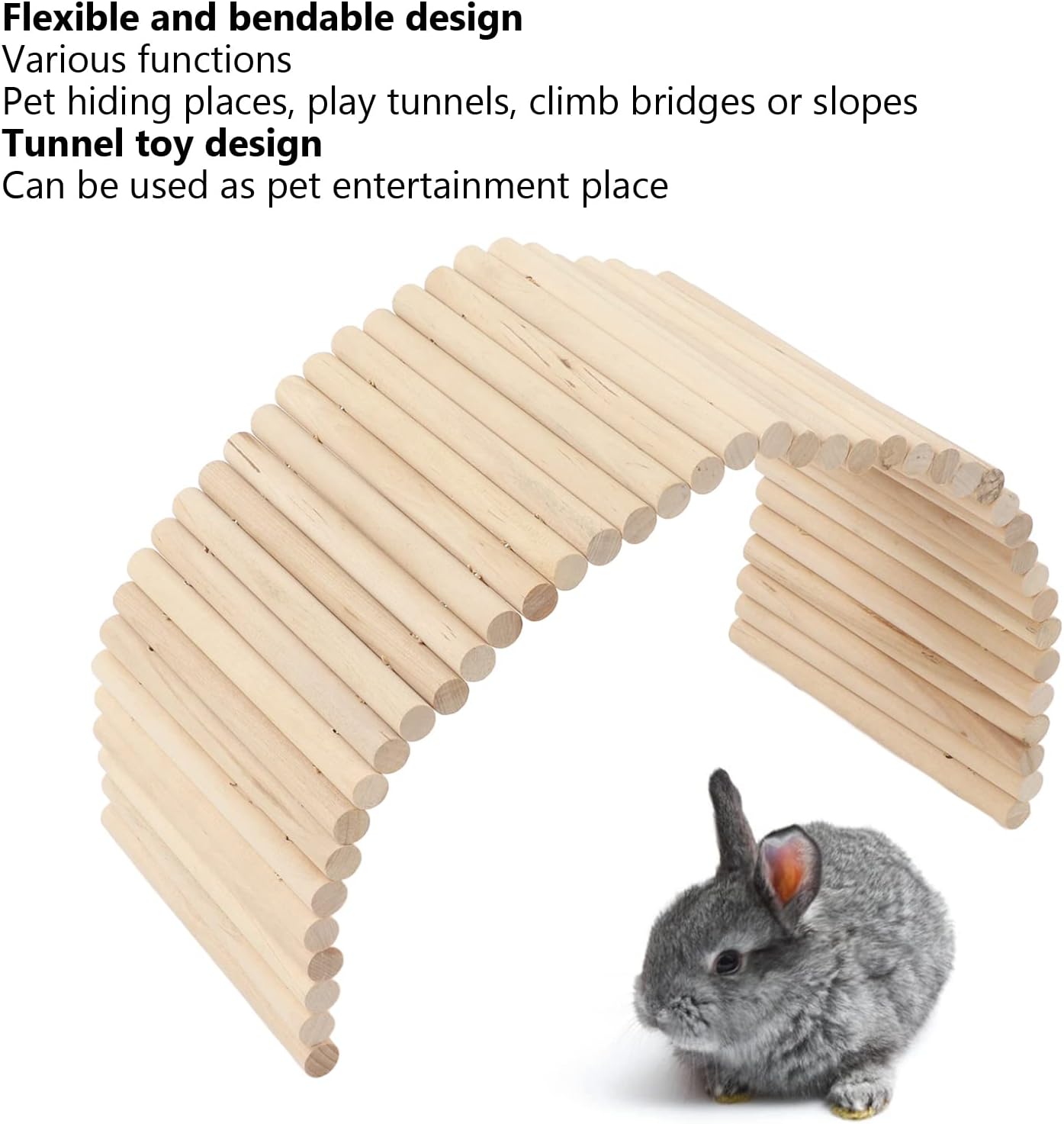 Zerodis Pet Bridge, Wooden Hamster Bridge Rat Ladder, Bendable Small Pet Climbing Tunnel for Rabbits Guinea Pigs Hamsters(15 * 15CM)
