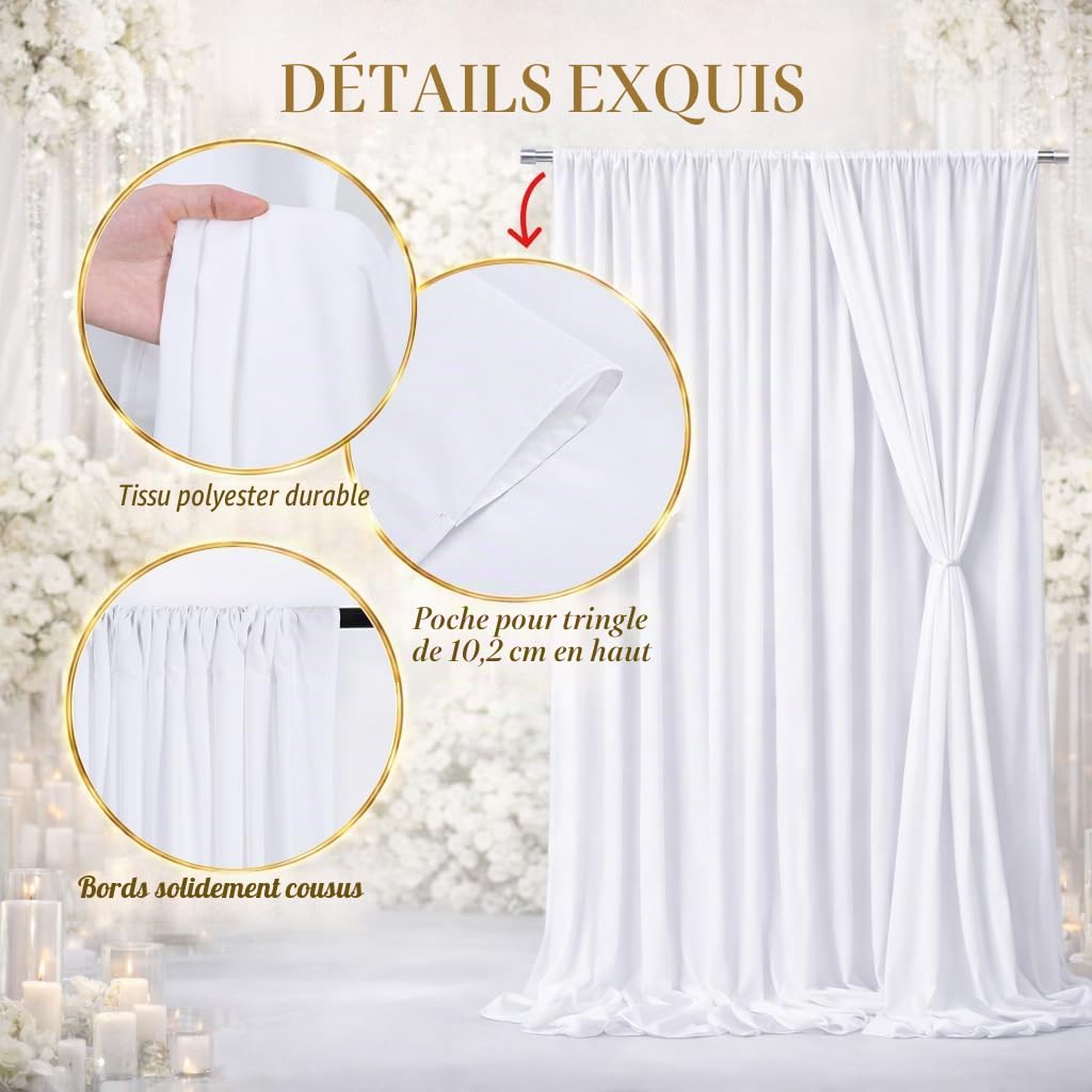 Tissu de Fond Toiles de Fond de Mariage pour Anniversaire (Blanc, 6x3M)