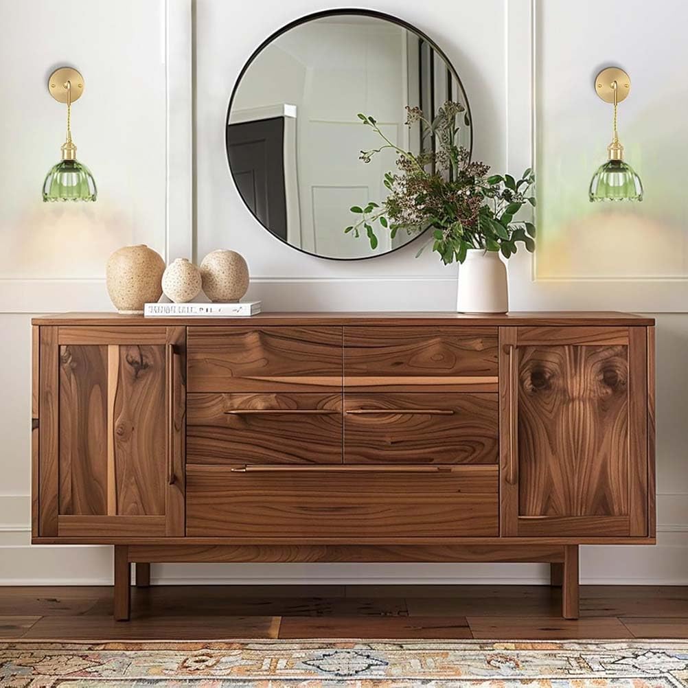 Aplique de pared retro de 2 piezas, ajustable, recargable con casquillo E27, regulable con mando a distancia, inalámbrico, recargable, con pantalla de cristal verde, lámpara de mesita de noche de est