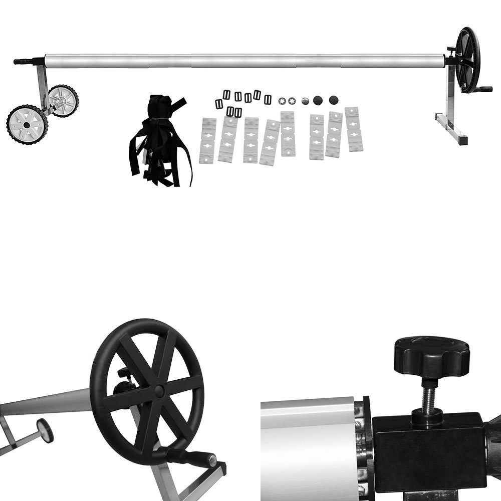 Melko Enrouleur de piscine mobile pour film de piscine - Enrouleur pour film solaire - Pour piscines de 3 à 5,7 m de large - Matériel de fixation inclus