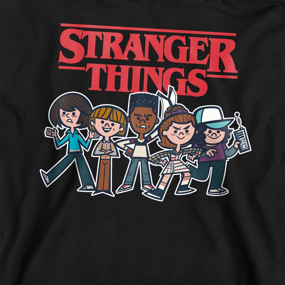 Stranger Things Cartoon Group Youth Kids Boy Girls Pull-Over Hoodie, Black