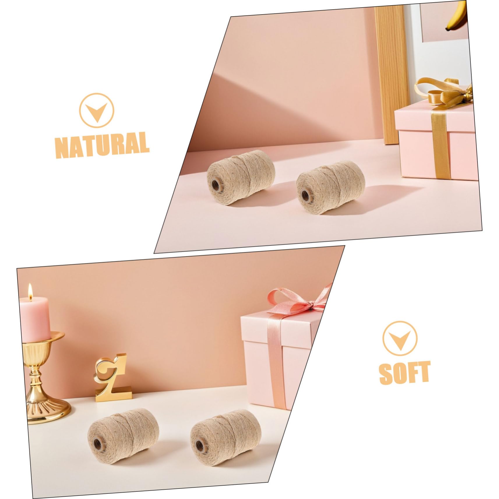 Toddmomy 2 Corda di Juta Naturale per Giardinaggio Fai da Te e Decorazioni Rustiche Spago Flessibile e Resistente per Legatura Confezioni Regalo e Progetti Creativi