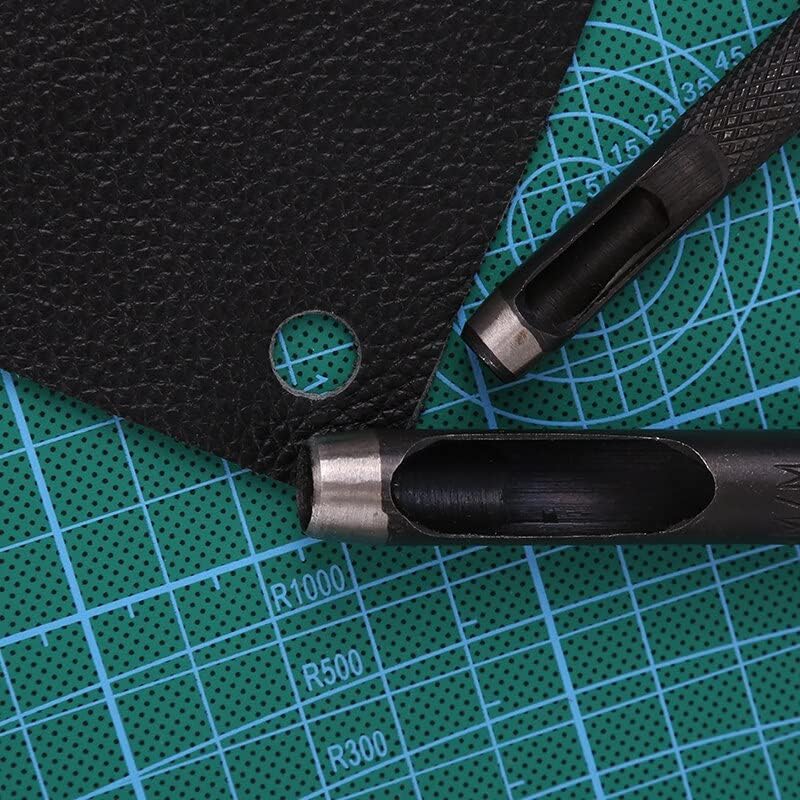 LMDZ Black Leather Craft Tools Half Round Cutter Punch With Leather Stamping Tools Punch Set Carving Leather Craft Set