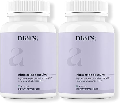 Cápsulas de óxido nítrico Mars  con L-arginina, L-citrulina y mezcla adaptogénica  Apoya la energía, la circulación y la recuperación muscular  120