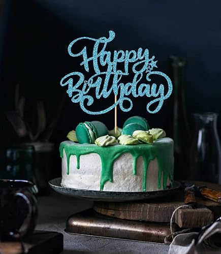 Miniatura 3 de Decoración para pastel de cumpleaños, decoración de cumpleaños con purpurina azul, suministros de decoración de fiesta de aniversariofiesta de