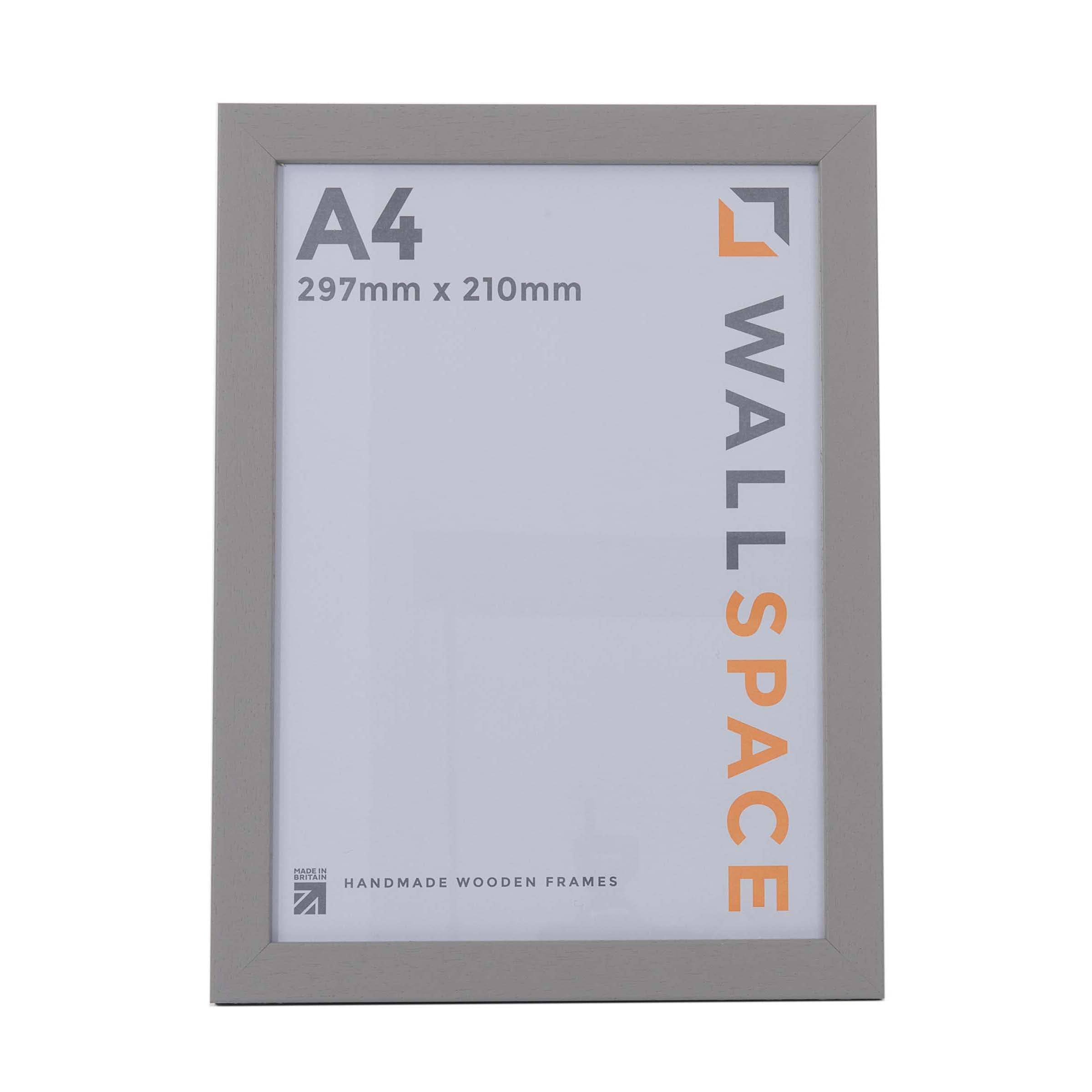 Wall Space Grey A4 Picture Frame | A4 Photo Frame | 297X210mm | 297 X 210Mm | 29.7X21.0cm | Solid Wood Wooden With Real Glass | Handmade In Uk | Certificate Diploma