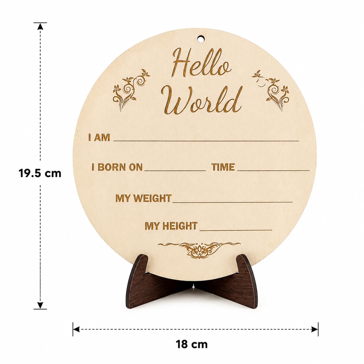 Hello World Baby Plaque - Newborn Photo Prop -2