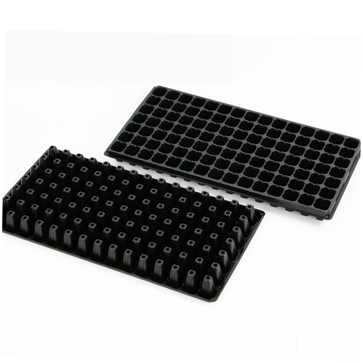 SUPVOX Set da 10 Vassoi per Germinazione in PVC Nero 105 Celle Forate, Promuove la Crescita Facile da Rimuovere per Giardinaggio Domestico e Fai da Te