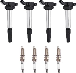 BDELI Ignition Coil Pack UF596 & Double Iridium Spark Plug 4912, 1.8L L4