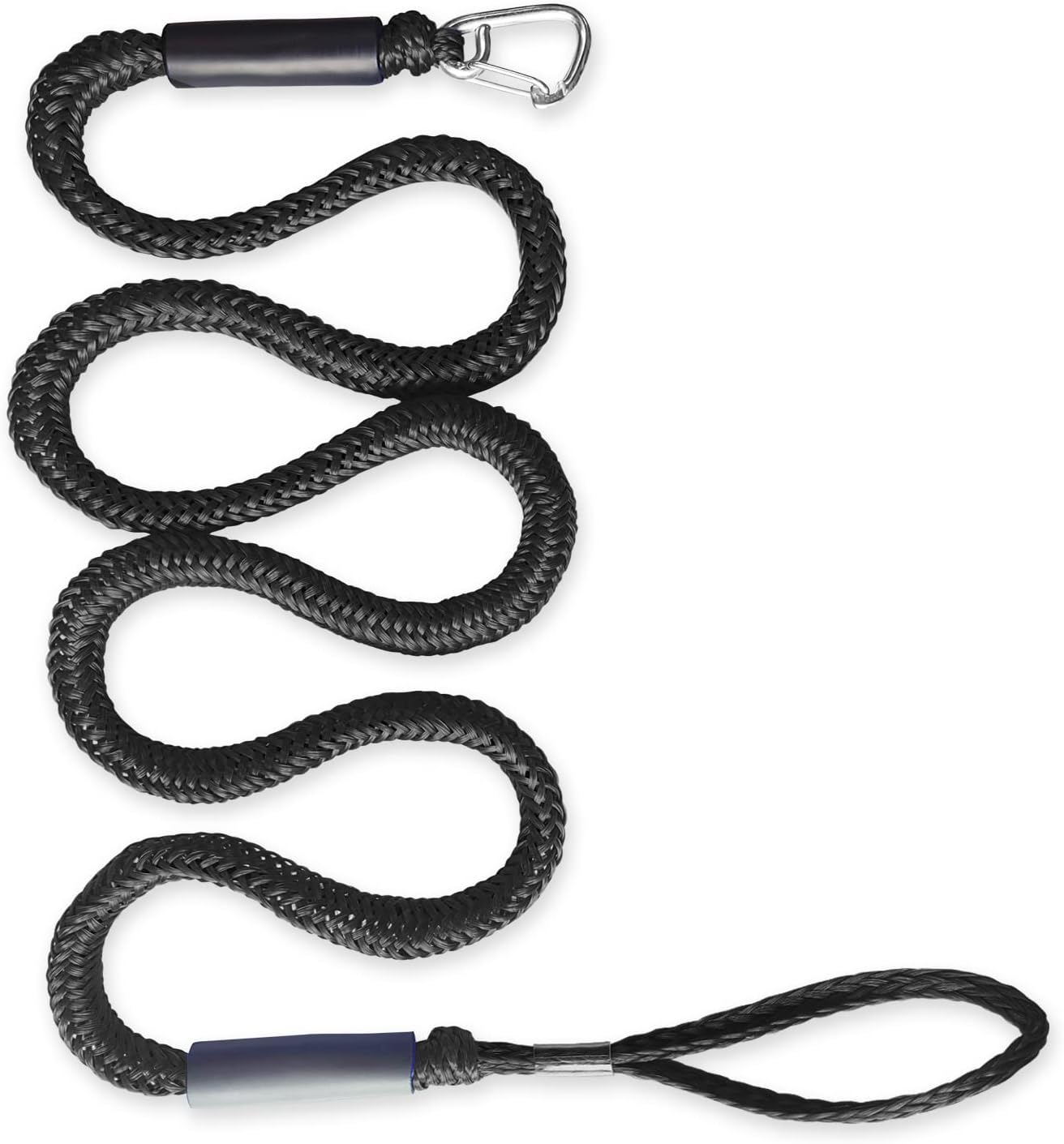 Single Hook Bungee Dock Lines – Heavy-Duty Elastic Mooring Ropes for Boats, PWCs & Kayaks | Adjustable PVC Sleeve | 316 Stainless Steel Clip (1, Black, 7 Feet)