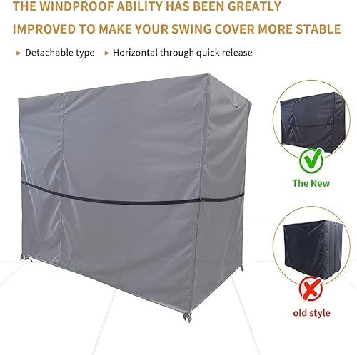 Miniatura 3 de Cubierta de columpio de patio con marco A, impermeable, 3 asientos, resistente a los rayos UV, protector contra la intemperie para muebles de patio