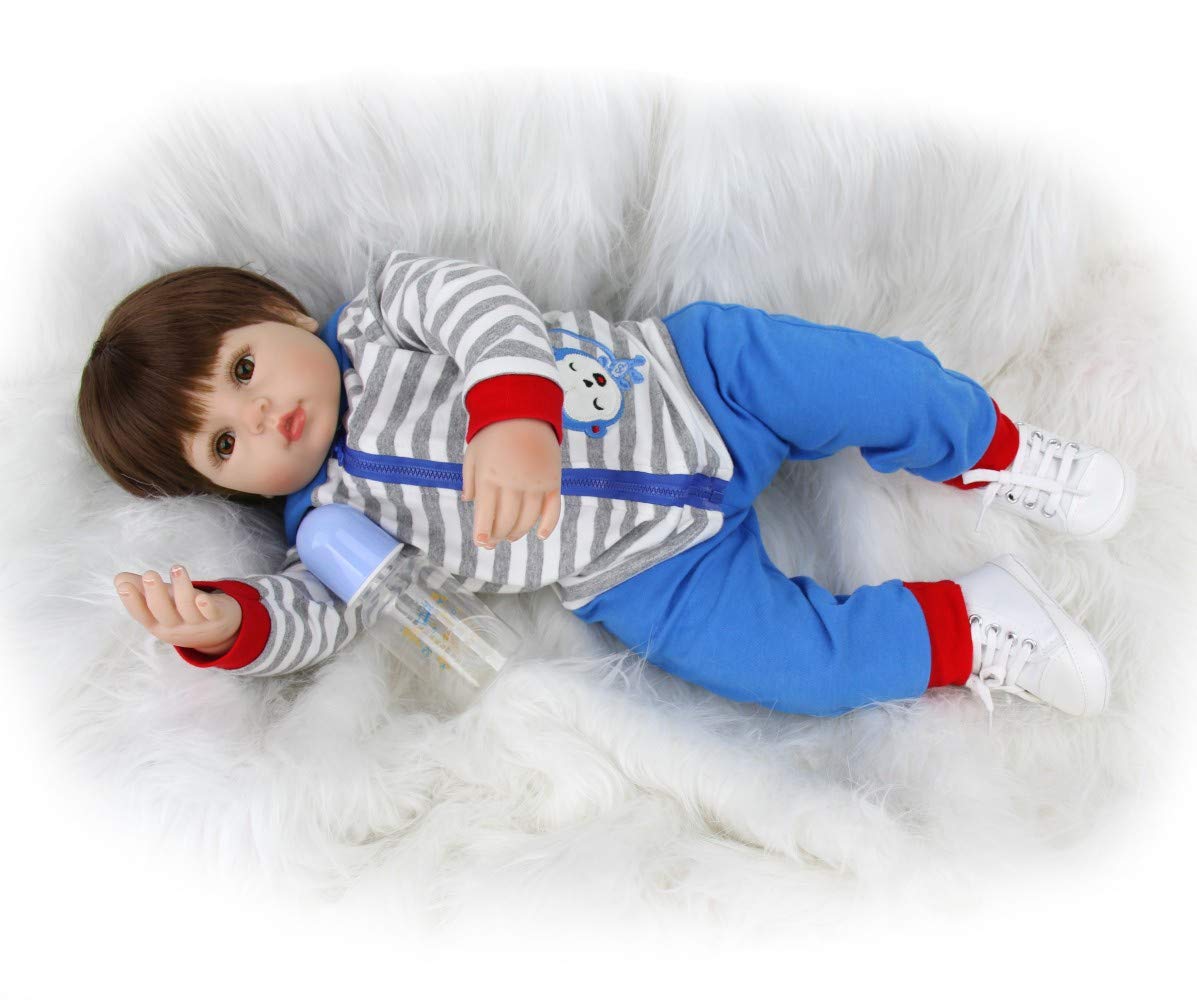 ZIYIUI Reborn Baby Dolls 50 cm Prawdziwe miękkie winylowe silikonowe realistyczne lalki maluch Realistyczne zabawki Reborn Baby Boy dla wieku 3+ (50 cm Reborn Lalki chłopca)