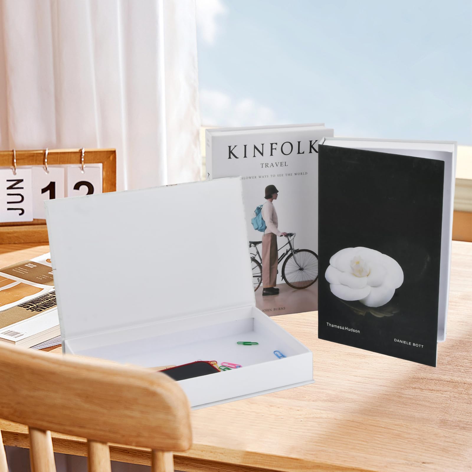 Scatola di Archiviazione Falso Libro, Set di Libri Moderni Nero e Bianco, Decorazione