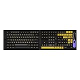 Akko Tastatur Tastenkappen ASA Profile, PBT Double-Shot Full Keycap Set, Englisch + Japanisch Hiragana, ANSI Layout für MX Gaming Keyboard mit Sammelbox (Schwarzes & Gold, 158 Keys)