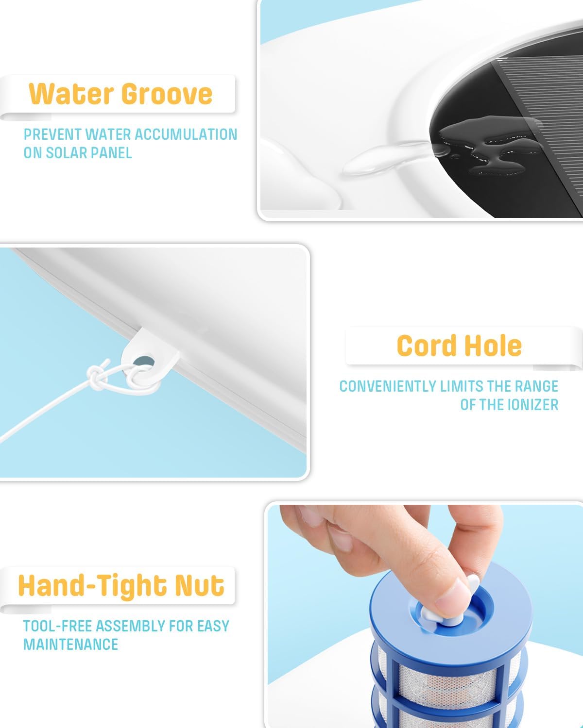 Solar Pool Cleaner, Floating Water Cleaner and Purifier, Copper for Pool 35,000 Gallons, Large Solar Panel & 2 Sets of Fittings, Floating Water Cleaner for Above Ground Pool & Inground Pool