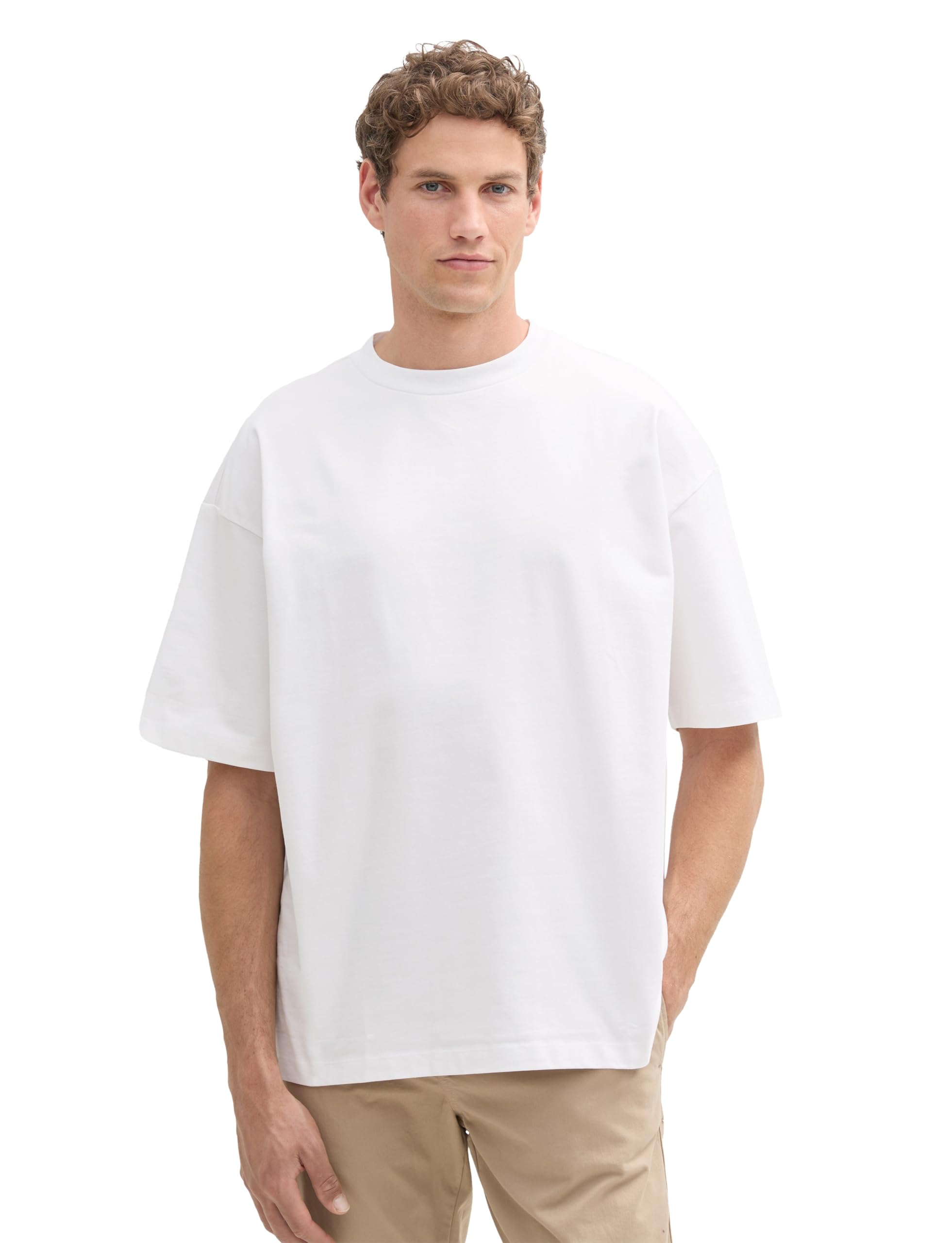 TOM TAILOR Denim Men's Oversize Basic T-Shirt, 20000 - White, L