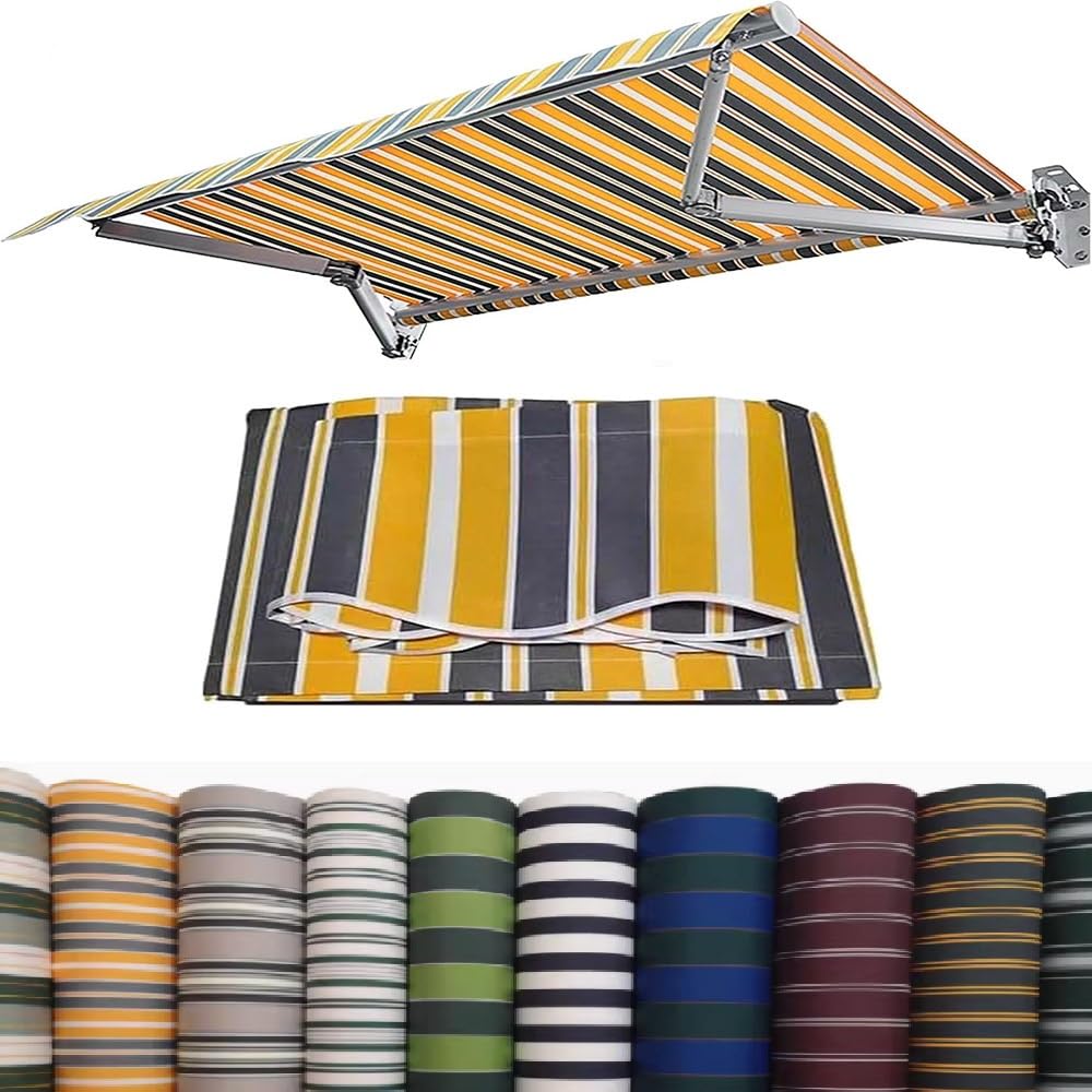 OPOLDBDMAC Stripes Replacement Canvas For Patio Awning Replacement Fabric Sun Shade Awning Cover Cloth Garden Balcony Sun Shade Shelter Replacement Top Cover(Stripe-G,9.8x4.9ft (3x1.5m))