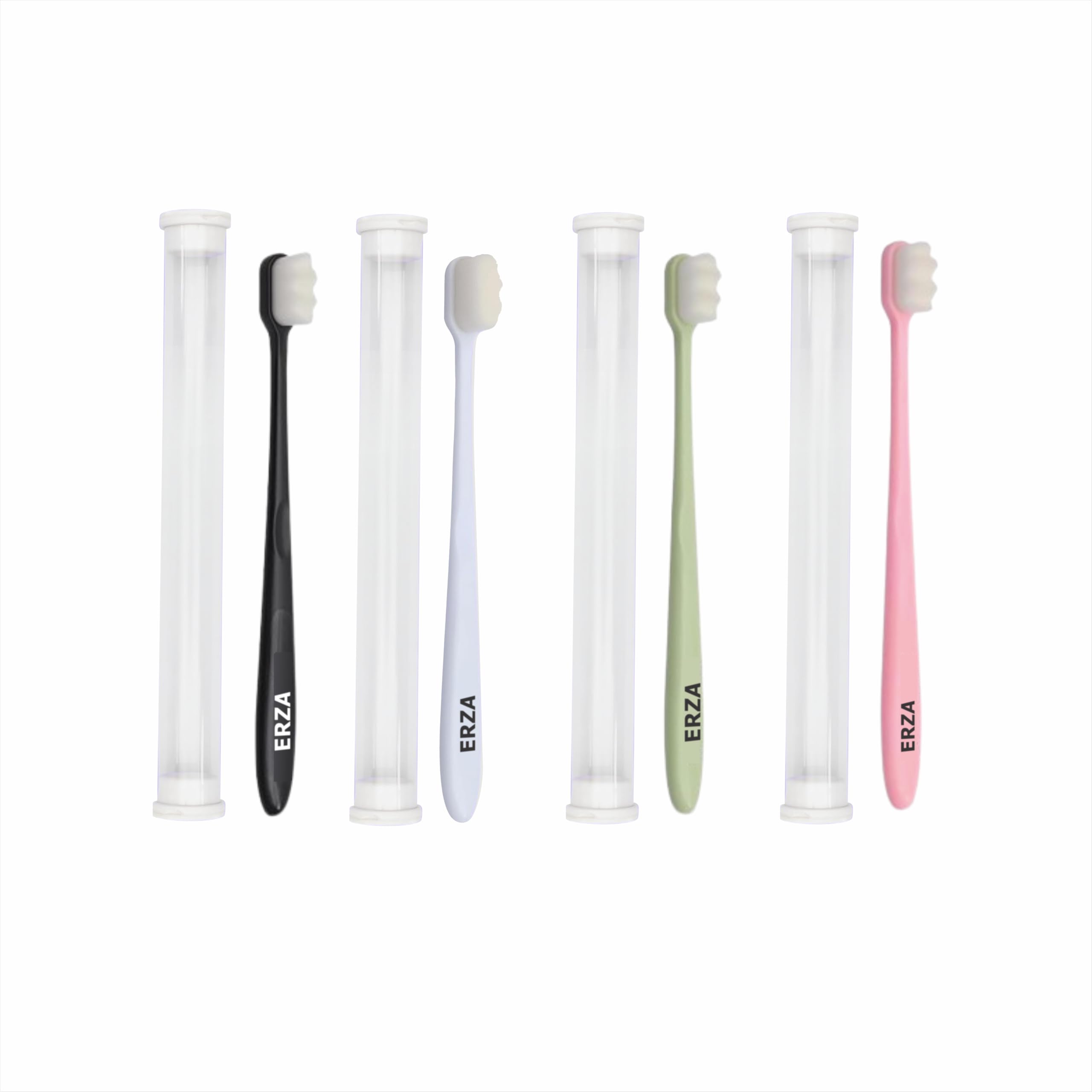 ERZA Flat Head Ultra Soft-Bristles Micro Nano 20,000 Nano Bristle Good Cleaning Effect For Sensitive Teeth Oral Gum Recession,Manual Toothbrush For Adults, Multicolour, Pack of 4-image-43