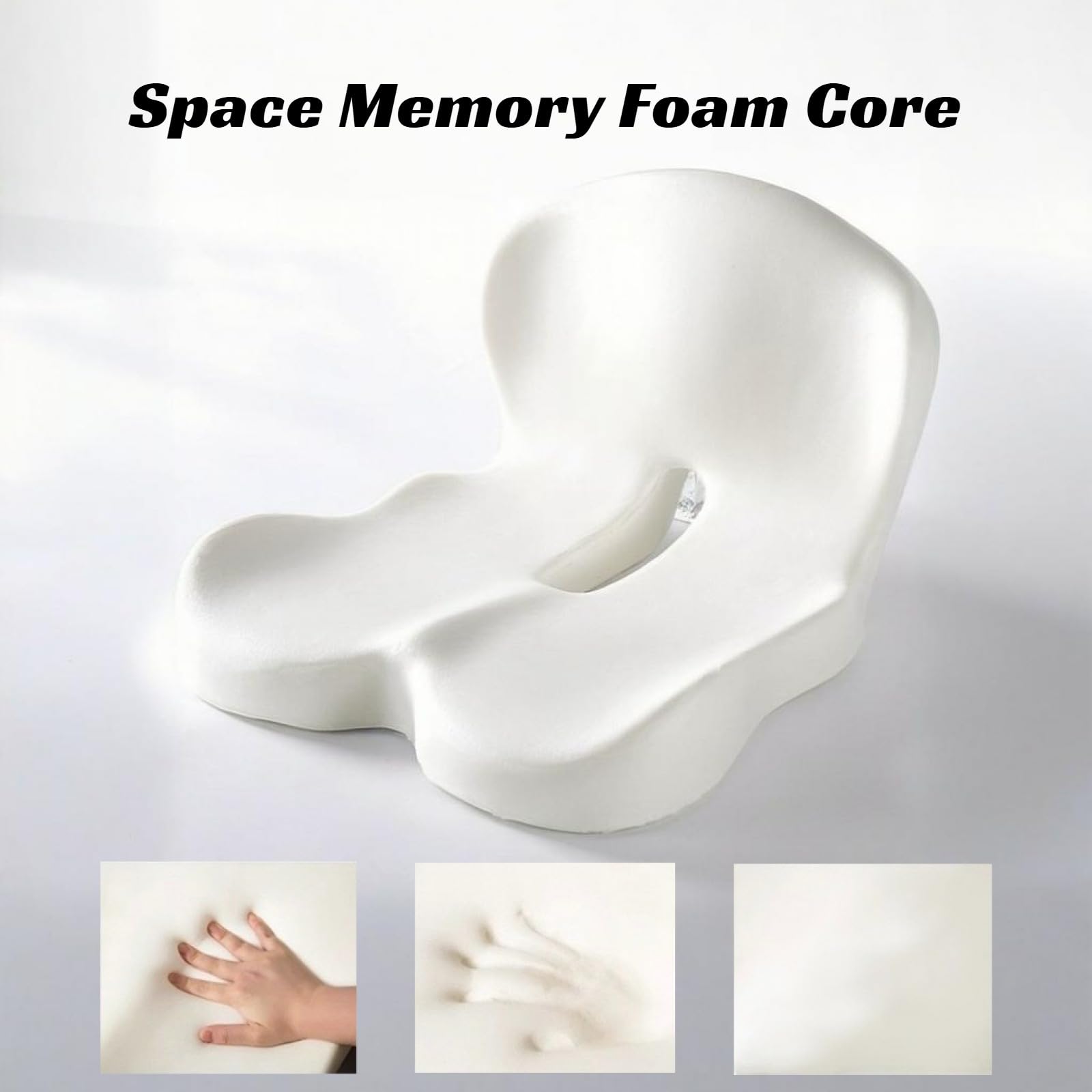 Cuscino in memory foam a forma di L integrato e cuscino in memory foam a forma di L, per ufficio, auto, sollievo dalla pressione, supporto lombare, sollievo dal dolore al coccige con design