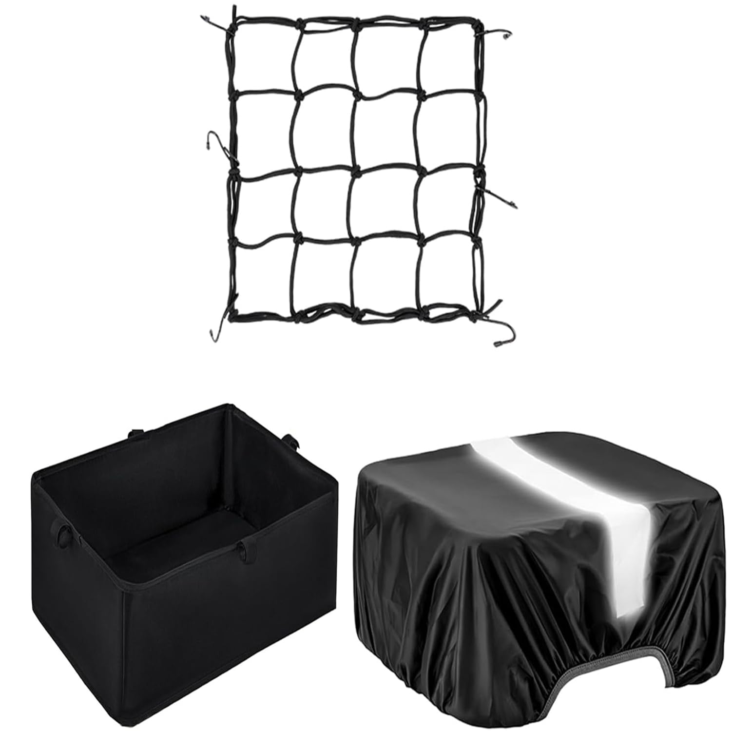 DIRZA Bike Basket Liner with Waterproof Cover and Cargo Net, Heavy Duty Thickened Oxford Cloth Black Basket for Rear Bike Rack