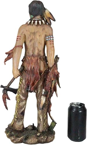 Miniatura 8 de Ebros Gift Rito de paso, nativo americano, águila india, guerrero, héroe tribal con escudo de hacha de caza y armamento, estatua de 19 pulgadas de